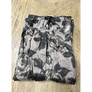 Talbots Woman Floral Print Blouse Top‎ Round Neck Short Sleeve Size 12